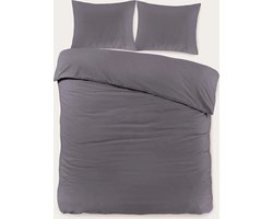 Sleeptime Basic Dekbedovertrek - 240X200/220 + 2 x kussenslopen 60x70 - Antraciet