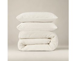 Sleeptime Check Teddy Dekbedovertrek - Lits-Jumeaux - 240X200/220 + 2 x kussenslopen 60x70 - Creme