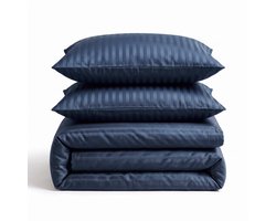 Sleeptime Dallas Hotel Dekbedovertrek - Embossed Microvezel - Tweepersoons 200x200/220 cm - Inclusief 2 Kussenslopen 60x70 cm - Navy