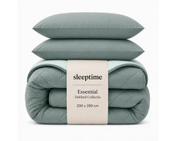 Sleeptime - Dekbed zonder Overtrek - 2 in 1 Dekbed - Wasbaar Dekbed - 200x200 cm - Inclusief 2 Kussenslopen 60x70 cm - Groen/Mint