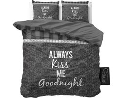 Sleeptime dekbedovertrek Kiss your Love Grijs 240 x 200/220 cm