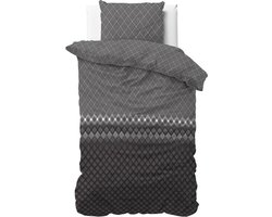 Sleeptime Flanel Cheng - Dekbedovertrek - Eenpersoons - 140x200/220 + 1 kussensloop 60x70 - Antraciet