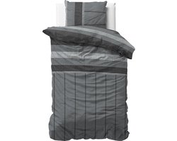 Sleeptime Flanel Kees - Dekbedovertrek - Eenpersoons - 140x200/220 + 1 kussensloop 60x70 - Antraciet
