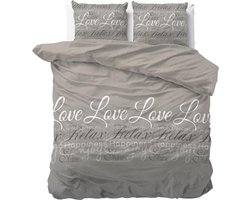Sleeptime Flanel Love and Relax Dekbedovertrekset - Tweepersoons - 200x200/220 + 2 kussenslopen 60x70 - Taupe