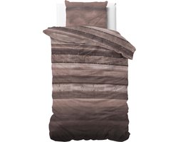 Sleeptime Flanel Marcus Dekbedovertrek - Eenpersoons - 140x200/220 + 1 kussensloop 60x70 - Taupe