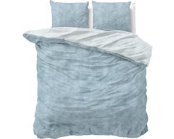 Sleeptime Flanel Twin Washed Cotton Dekbedovertrekset - Tweepersoons - 200 x 200/220 + 2 kussenslopen 60x70 - Blauw