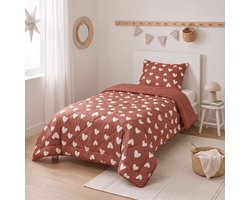 Sleeptime Kids Hartjes 2 in 1 Wasbaar Dekbed zonder Overtrek - Eenpersoons 140x200 cm - Inclusief 1 Kussensloop 60x70 cm - Microvezel - Rood