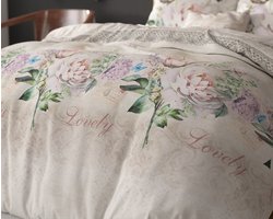 Sleeptime Lovely Flower Dekbedovertrek - 200 x 200/220 + 2 60 x 70 cm kussenslopen - Beige