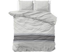 Sleeptime Romar Dekbedovertrek - 240x200/220 + 2 kussenslopen 60x70 - Grijs - Lits-Jumeaux