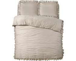 Sleeptime Ruffles Dekbedovertrek - 140X200/220 + 1 x kussensloop 60x70 - Taupe