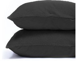 Sleeptime Teddy Kussensloop - 2 Stuks - Teddyfleece - Antraciet - 60x70