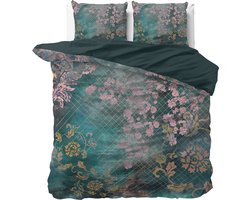 Sleeptime Tiran Flower Dekbedovertrekset - Tweepersoons - 200x200/220 + 2 kussenslopen 60x70 - Groen