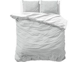 Sleeptime Twee Kleuren Dekbedovertrek - 200x200/220 + 2 kussenslopen 60x70 - Wit/Grijs - Tweepersoons