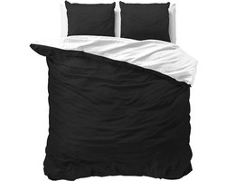 Sleeptime Twee Kleuren Dekbedovertrek - 200x200/220 + 2 kussenslopen 60x70 - Wit/Zwart - Tweepersoons