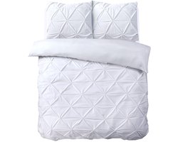 Sleeptime Velvet Pintuck Dekbedovertrek - Tweepersoons - 200X200/260 + 2 x kussenslopen 60x70 - Wit