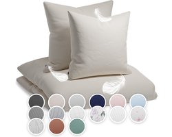 sleepwise Beddengoed 240x220 zomer beddengoed 3-delig - OEKO-TEX, Heerlijk zacht, Ademend, Strijkvrij & kreukvrij - Dekbedovertrekset van geborsteld microvezel met 65x65cm kussenslopen, Soft beige