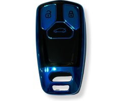 Sleutelcover voor Audi, Sleutelhoesje, Key Case for Audi, Autosleutel Hoesje Geschikt Voor Audi, A1, A3, A4, A5, Q3, Q5, Q7, TT 2015+, Zwart - Blauw