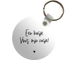 Sleutelhanger - Een kusje voor mijn zusje! - Zusje - Quotes - Zussen - Spreuken - Plastic - Rond - Uitdeelcadeautjes