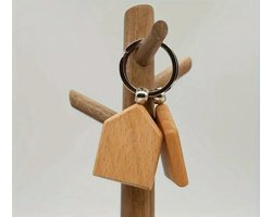 Sleutelhanger - hout - nieuwe woning - nieuw (t)huis - aardigheidje - kadootje - brievenbuscadeau - 1 stuk