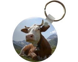 Sleutelhanger - Koe - Berg - Bel - Boer - Plastic - Rond - Uitdeelcadeautjes