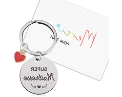 Sleutelhanger leraar waardering cadeau met gravure - Roestvrij stalen sleutelaccessoire voor lerares - Lerarendag geschenk - Oogstfeest en afstudeerdag - Super Maîtresse