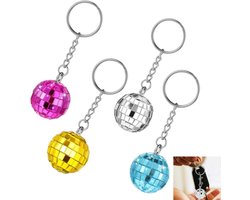 Sleutelhanger met discoballen, zilverkleurig, 8 stuks, spiegelballen, souvenirs uit de jaren 70, accessoires voor Halloween en Kerstmis, voor themafeesten