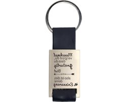 Sleutelhanger met gravure van leer - Coole en inspirerende cadeau voor vriendin, zus, collega, echtgenote en moeder (Zwart, L)