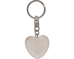 Sleutelhanger Stenen Hart - Worry Stone Heart 3cm - Wit Marmer - Gratis Verzonden