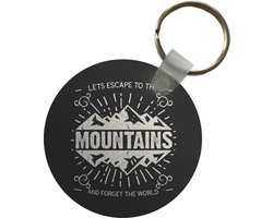 Sleutelhanger - Vintage - Berg - Grijs - Plastic - Rond - Uitdeelcadeautjes