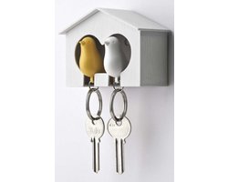 Sleutelhanger vogelhuisje duo geel - Qualy