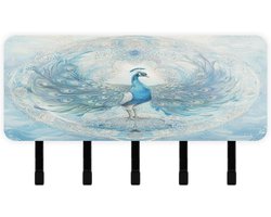 Sleutelhouder Muur - Post Organizer - Hal Ordenen - 5 Haken & Plank - 18 x 10.5 cm - Blauw Goud