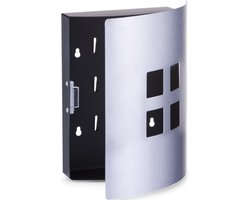 Sleutelkast voor 9 sleutels zwart met zilver 22 x 24 cm - Huisbenodigdheden - Sleutels ophangen - Sleutelrekje