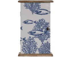 Sleutelkastje Home ESPRIT Blauw Wit Natuurlijk 18 x 7,5 x 28 cm