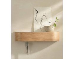 Sleutelkastje 'Toke' | Minimalistisch sleutelhouder ontwerp uit Berlijn | Moderne sleutelrekje met houten plank | Sleutelbord als halmeubel voor aan de muur | Eiken