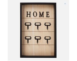 Sleutelkastje voor 6 sleutels - Sleutelhouder - Zwart / Bruin - sleutelrekje - Hout - 30 x 20 x 4 cm