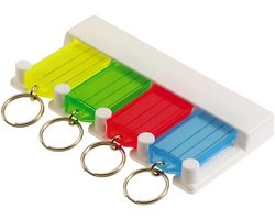 Sleutelrek voor 4 sleutelhangers met kleurrijke tags