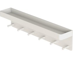 Sleutelrekje inclusief Plakstrip en Schroeven - Sleutelkastje - Sleutelbakje - Wit Metaal