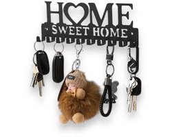 Sleutelrekje - kapstok - wanddecoratie - Zwart - Sleutelhouder muur - Sleutelrekje modern - Sleutelbord - Sleutel organizer - Sleutel bord - Sleutelbord wand met haken - Sleutels ophangen - Sleutelkastje - home sweet home