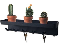 Sleutelrekje - Magnetisch, Plakstrip of Schroefjes - Sleutel Organizer - Sleutelkastje - Sleutelbakje - RVS Zwart