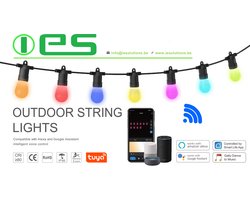 Slim Lichtsnoer buiten binnen | Prikkabel Lichtslinger 15M WIT + MULTI Kleuren | Tuin verlichting LED | Kleuren Party Sfeerverlichting | 15 Lampen | GSM WIFI BLE | Lichtslinger | TUYA APP smart + Muziek control | Prikkabel | Feestverlichting