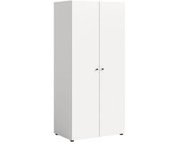 Slimme 2-deurs kledingkast in wit - Compacte opbergoplossing voor kleine ruimtes - 80x176x51cm