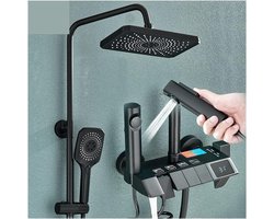 Slimme Digitale Douchepaneel met Grijze Mengkraan - Badkamersysteem met Hoge Druk Regendouche