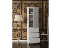 Slimme Multifunctionele Kledingkast met 2 Deuren en 5 Vakken – Hoge Opbergkast voor Hal, Slaapkamer en Bergruimte – Compact 61x192x30 cm – Wit – Tot 65 kg Belastbaar - House & Garden