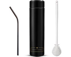 Slimme Thermosfles met LCD temperatuur Display - Thermos - Thermosbeker- Dubbelwandige Thermosfles - Isoleerfles - Thermoskan - Travel Mug - bidon drinkfles - Koffiebeker - Drinkflessen - RVS - Smart Thermos- zwart