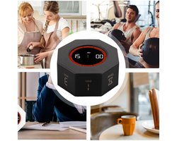 Slimme timer - 800 mAh - Keukentimer - Digitale draaitimer - Met zwaartekrachtsensor - Timer voor zelfdiscipline - Tijdmanager - Zwaartekrachtsensor - TYPEC-oplader - Geschikt voor klaslokalen, koken, werk en studie - Zwart