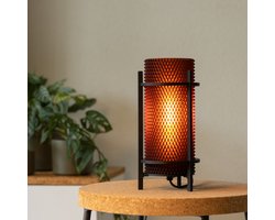 Slimprint Lamp PRISM, Amber, D11,3 x H24,3 cm, Moderne Tafellamp met Industrieel Design, Sfeerverlichting voor Woonkamer en Slaapkamer, E27 LED Lamp met Snoer, Gerecycled Kunststof