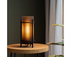 Slimprint Lamp PRISM, Smoke, D11,3 x H24,3 cm, Moderne Tafellamp met Industrieel Design, Sfeerverlichting voor Woonkamer en Slaapkamer, E27 LED Lamp met Snoer, Gerecycled Kunststof