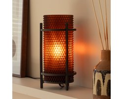 Slimprint PRISM Lamp, Amber, D11,3 x H24,3 cm, Moderne Tafellamp met Industrieel Design, Sfeerverlichting voor Woonkamer en Slaapkamer, E14 Fitting, LED-only, Lamp met Snoer, Gerecycled Kunststof