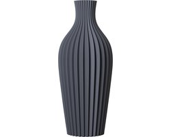 Slimprint Vaas DAISY, Donkergrijs, L16,5 x B14,4 x H40 cm Ovale Vaas voor Droogbloemen, Gerecycled Biokunststof