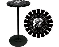 Slinger Houder Stand Kristal Display Plank Zwart Ying Yang Levensboom Houten Wichelroedelopen Spirituele Metafysische Boards Heksen Benodigdheden Case voor Kristallen Steen Essentiële Olie Decoratie